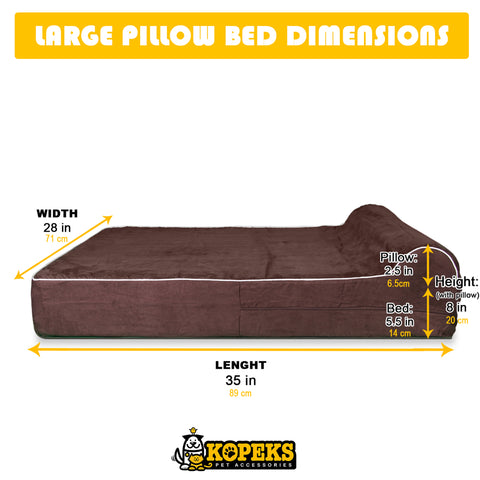 Orthopedic Waterproof Memory Foam Bed With Pillow Brown - Large