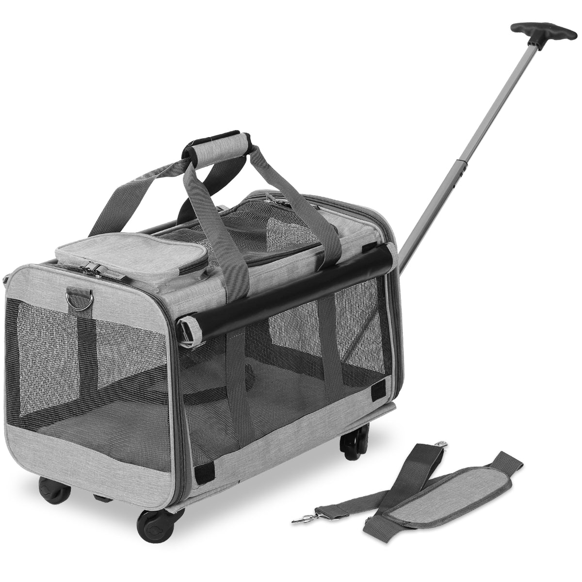 Pet Carrier with Detachable Wheels for Small and Medium Dogs