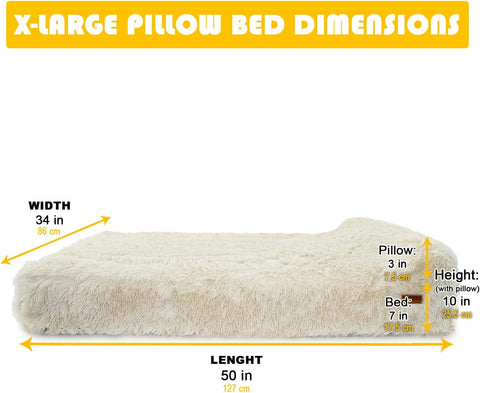 Orthopedic Memory Foam Bed With Pillow Plush Fluffy Light Brown - Extra Large