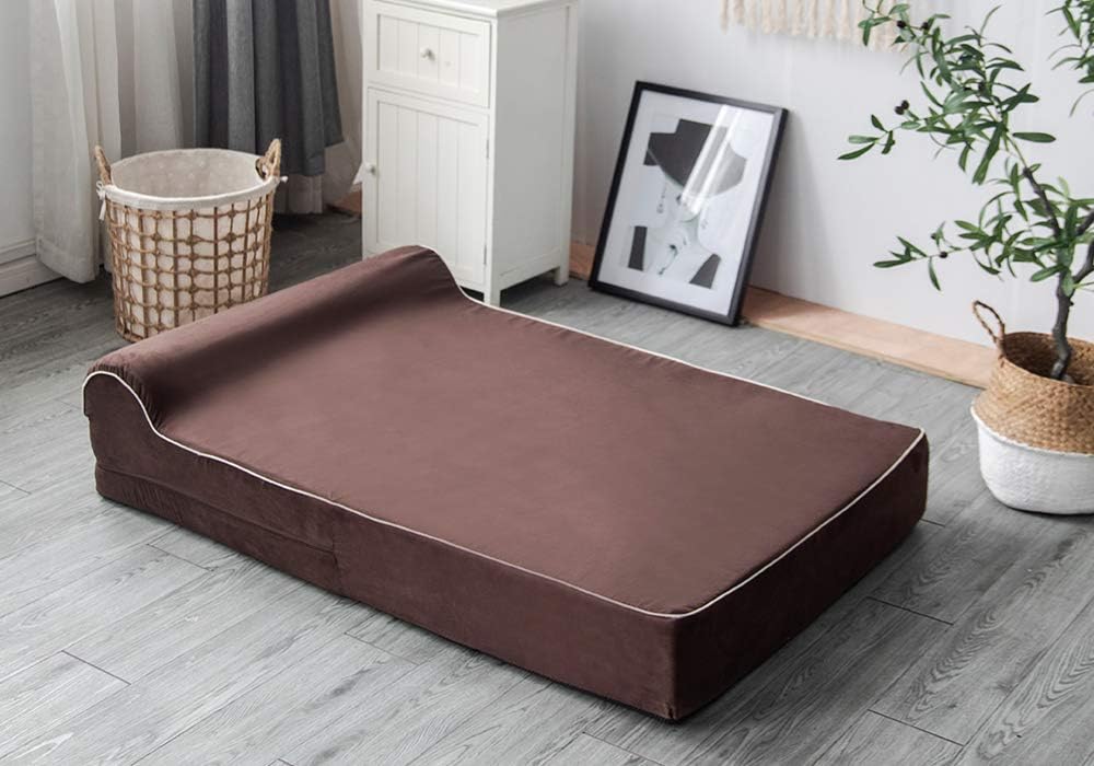 Orthopedic Memory Foam Bed With Pillow Brown - Extra Large