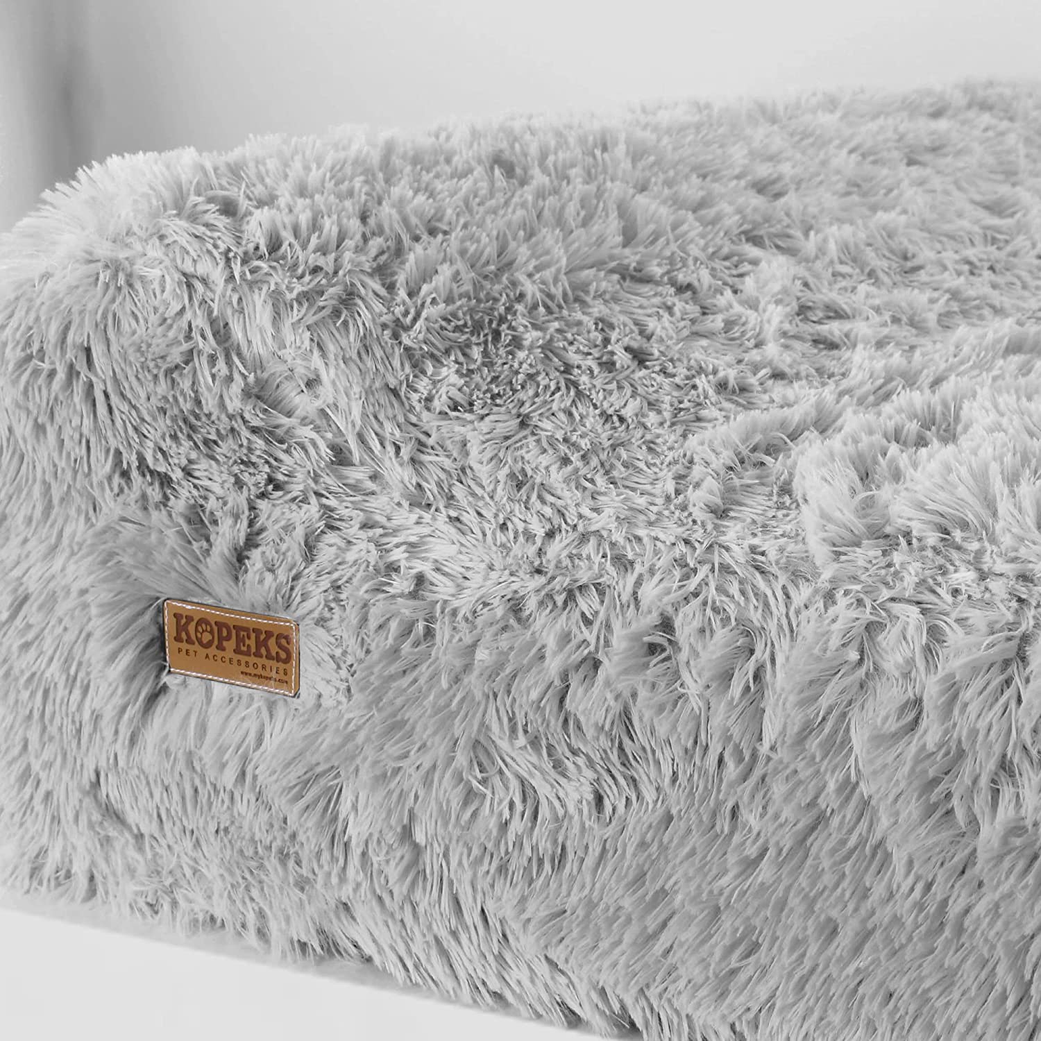 Orthopedic Memory Foam Bed With Pillow Fluffy Grey -  Extra Large