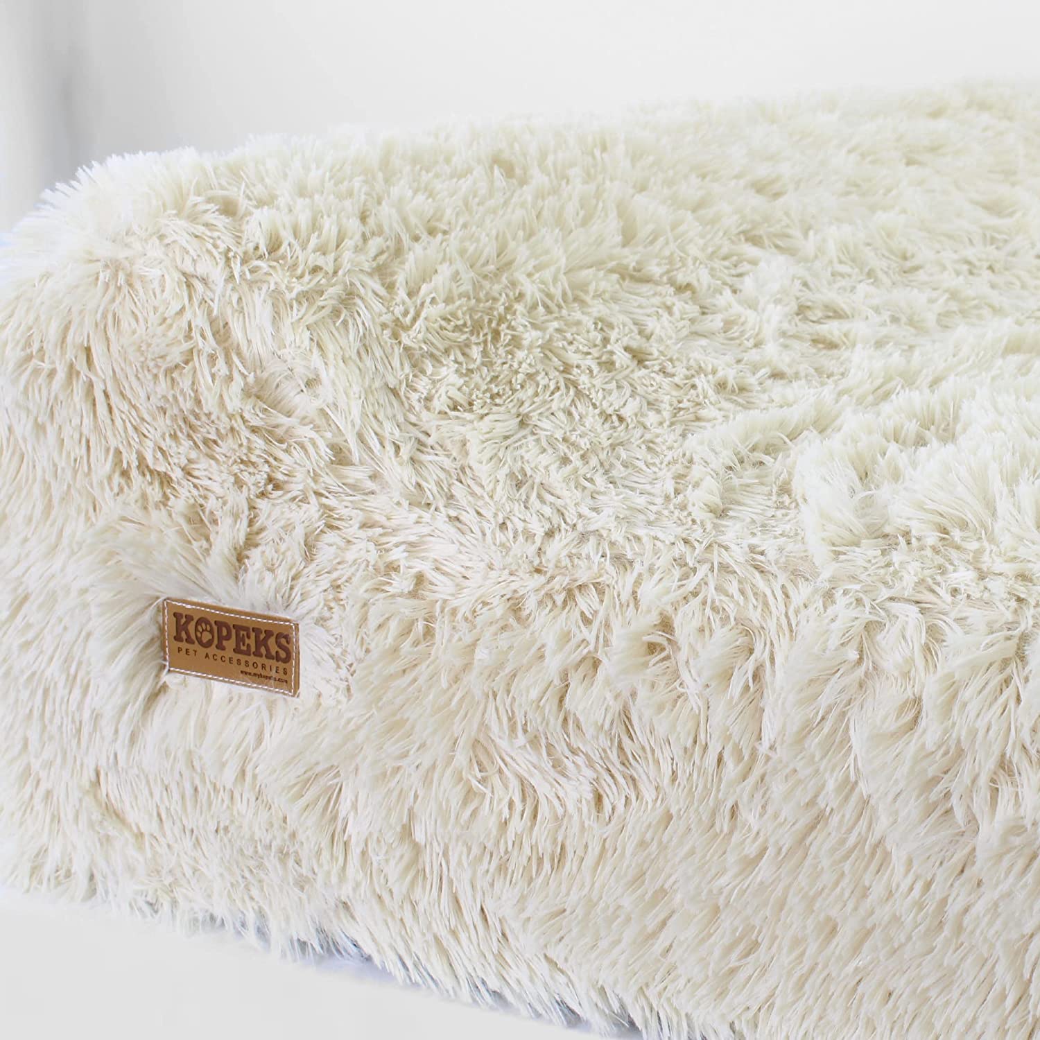 Orthopedic Memory Foam Bed With Pillow Plush Fluffy Light Brown - Extra Large