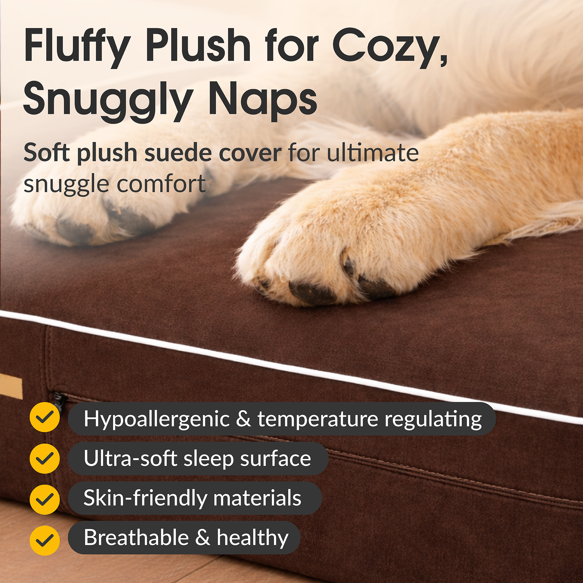 Orthopedic Waterproof Memory Foam Bed With Pillow Brown - Large