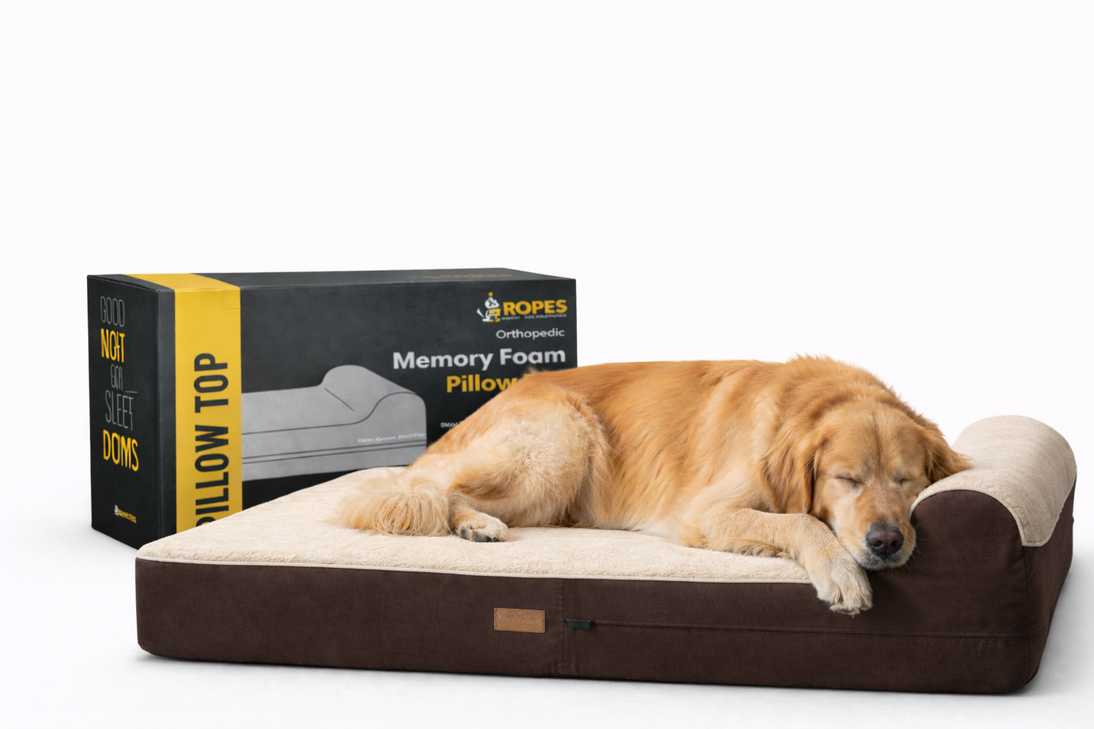 Orthopedic Memory Foam Bed With Pillow PLUSH Brown - Extra Large