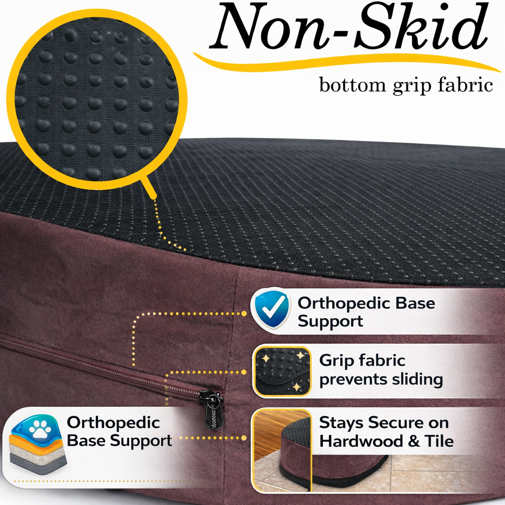 Orthopedic Memory Foam Bed With Pillow Brown - Extra Large