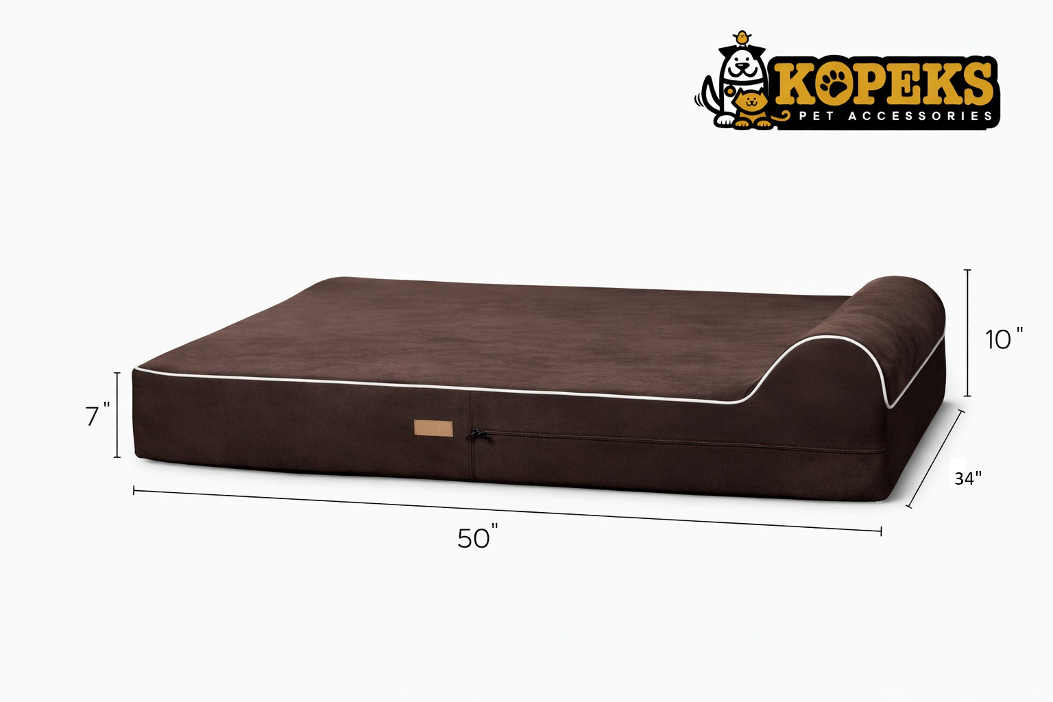 Orthopedic Memory Foam Bed With Pillow Brown - Extra Large