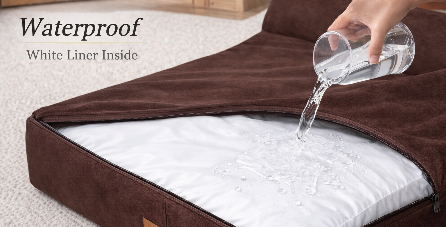 Orthopedic Memory Foam Bed With Pillow Brown - Extra Large