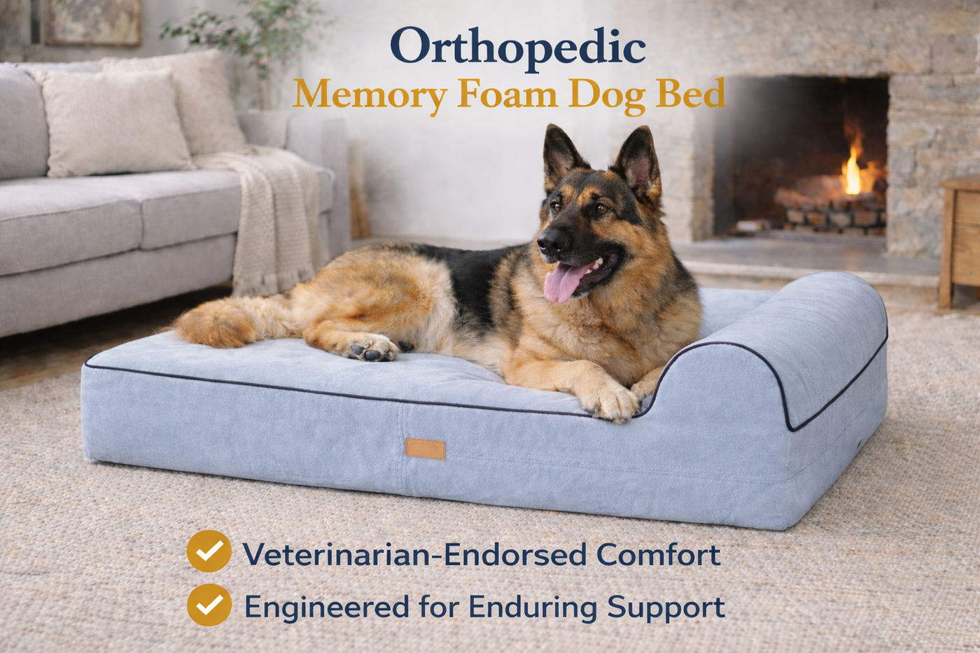 Orthopedic Memory Foam Bed With Pillow Grey - Extra Large