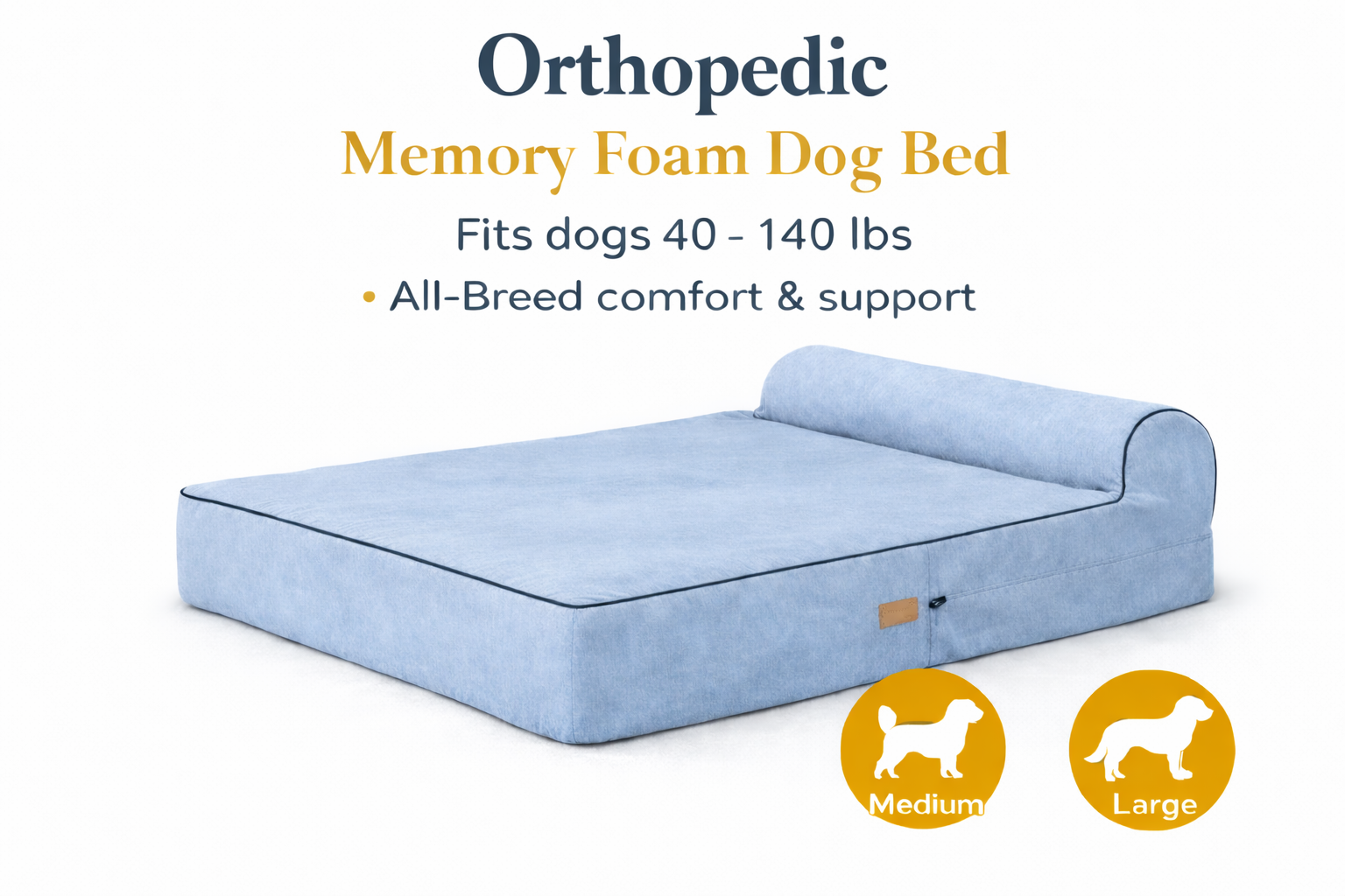 Orthopedic Memory Foam Bed With Pillow Grey - Extra Large