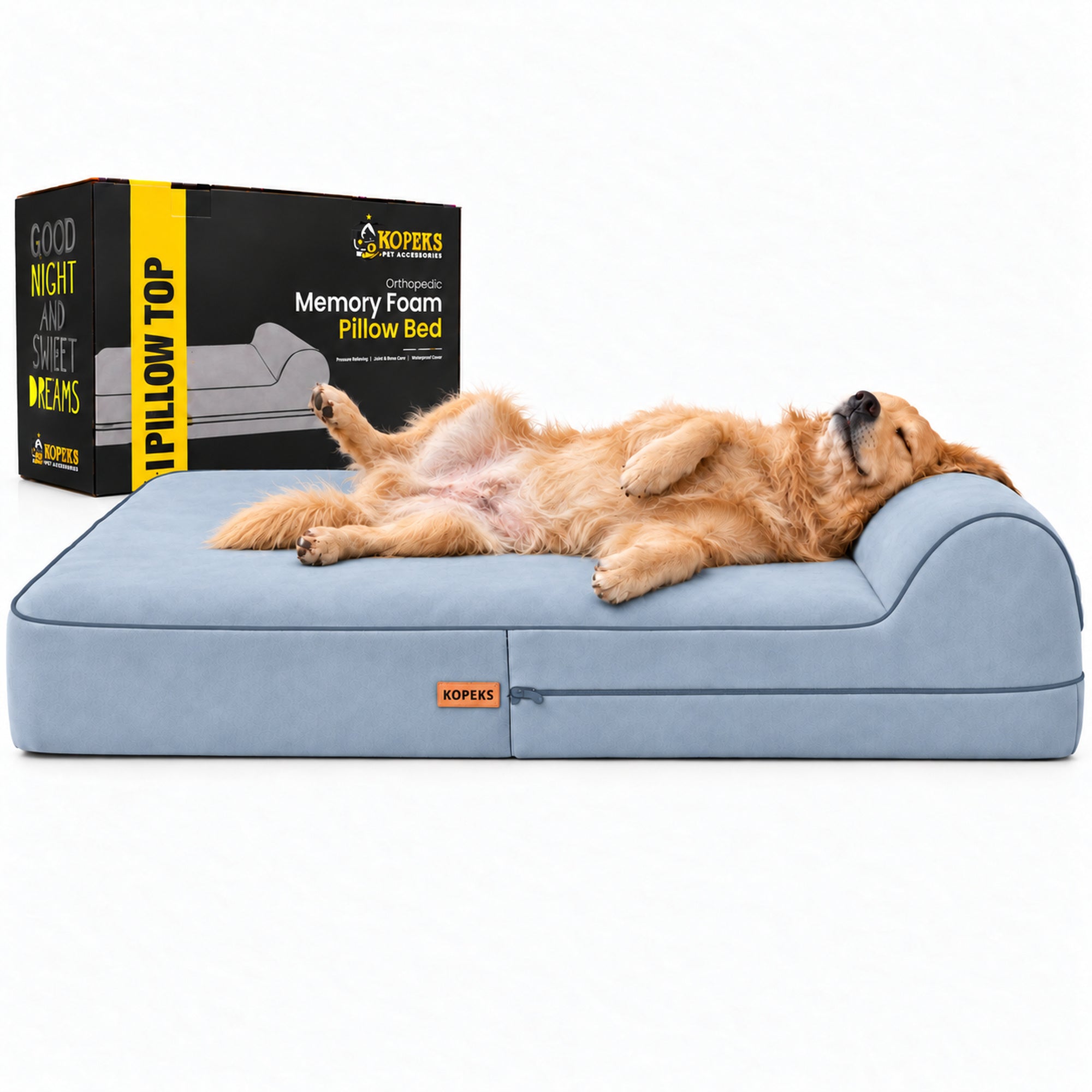 Orthopedic Memory Foam Bed With Pillow Grey - Extra Large