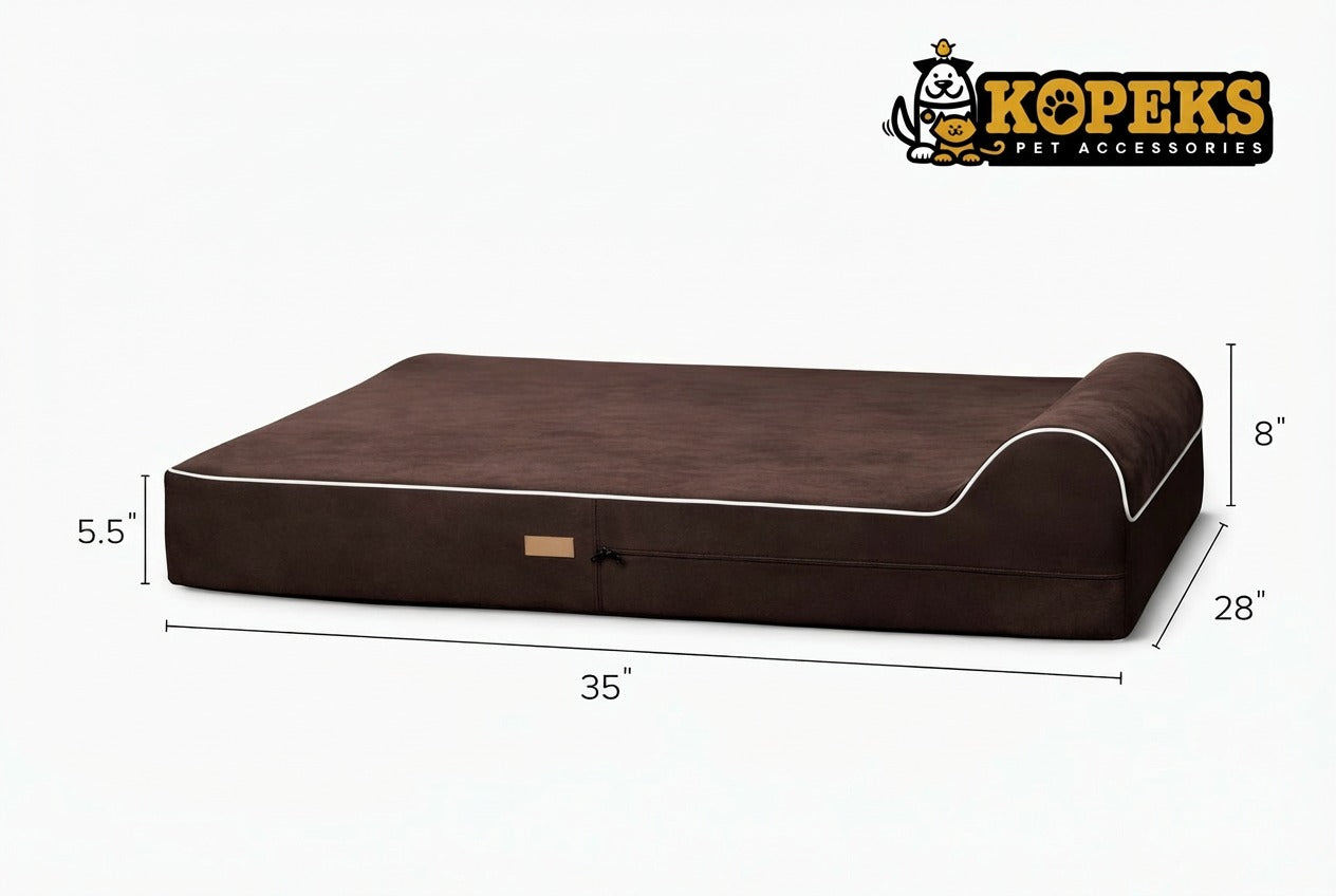 Orthopedic Waterproof Memory Foam Bed With Pillow Brown - Large