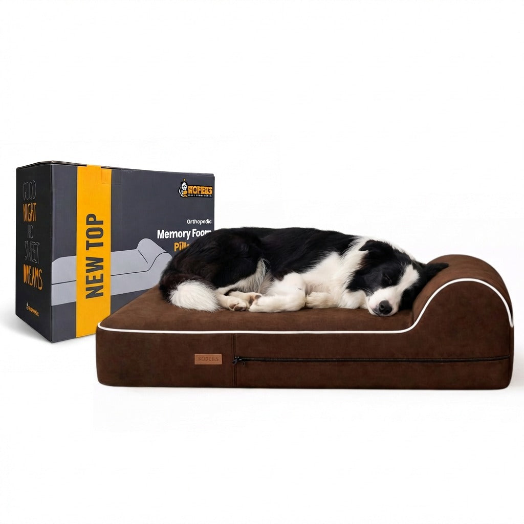 Orthopedic Waterproof Memory Foam Bed With Pillow Brown - Large