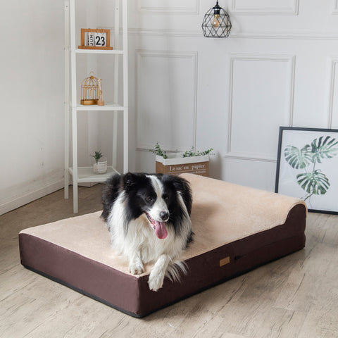 Orthopedic Memory Foam Bed With Pillow PLUSH Brown - Extra Large