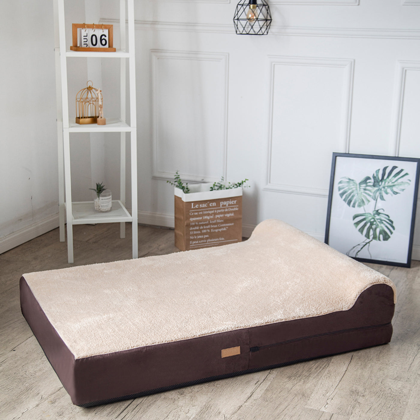 Orthopedic Memory Foam Bed With Pillow PLUSH Brown - Extra Large