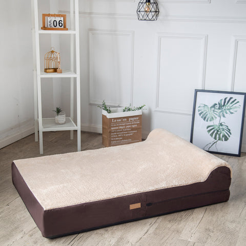Orthopedic Memory Foam Bed With Pillow PLUSH Brown - Extra Large