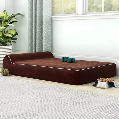 Orthopedic Memory Foam Bed With Pillow Brown - Extra Large