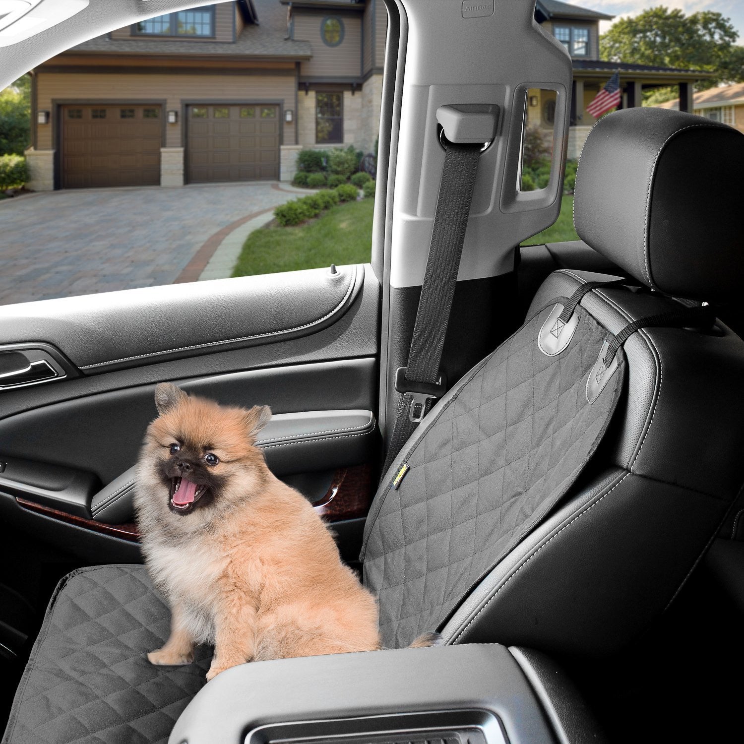 Dog Cover Car Front Seat For Pet Waterproof - Black