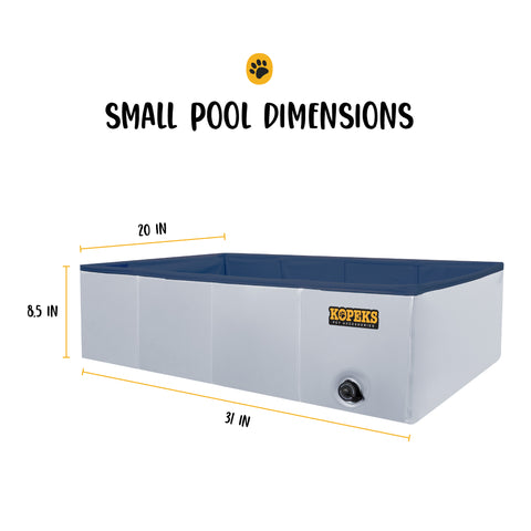 Outdoor Rectangular Swimming Pool Bathing Tub - Portable Foldable - Small - Grey