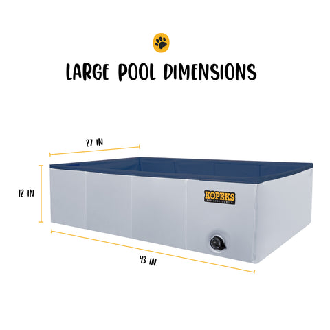 Outdoor Square Swimming Pool Bathing Tub - Portable Foldable - Large - Grey