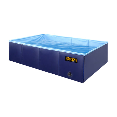 Outdoor Rectangular Swimming Pool Bathing Tub - Portable Foldable - Small - Blue