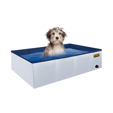 Outdoor Rectangular Swimming Pool Bathing Tub - Portable Foldable - Medium - Grey