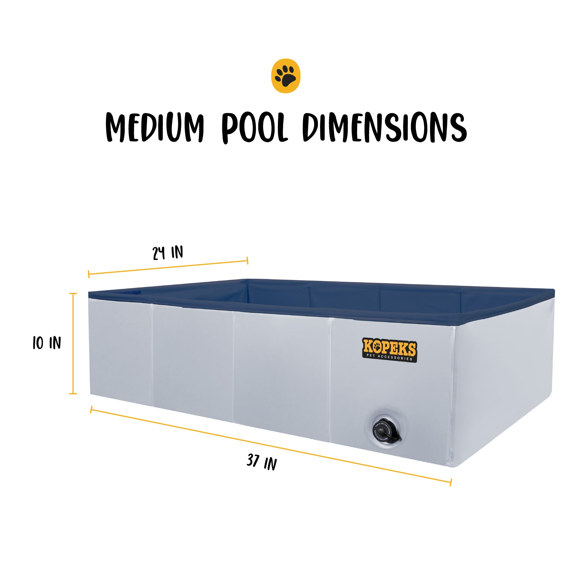 Outdoor Rectangular Swimming Pool Bathing Tub - Portable Foldable - Medium - Grey