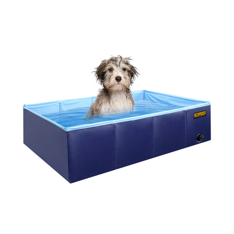 Outdoor Rectangular Swimming Pool Bathing Tub - Portable Foldable - Medium - Blue