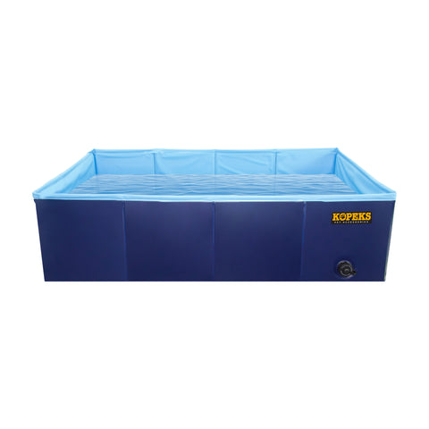 Outdoor Rectangular Swimming Pool Bathing Tub - Portable Foldable - Medium - Blue