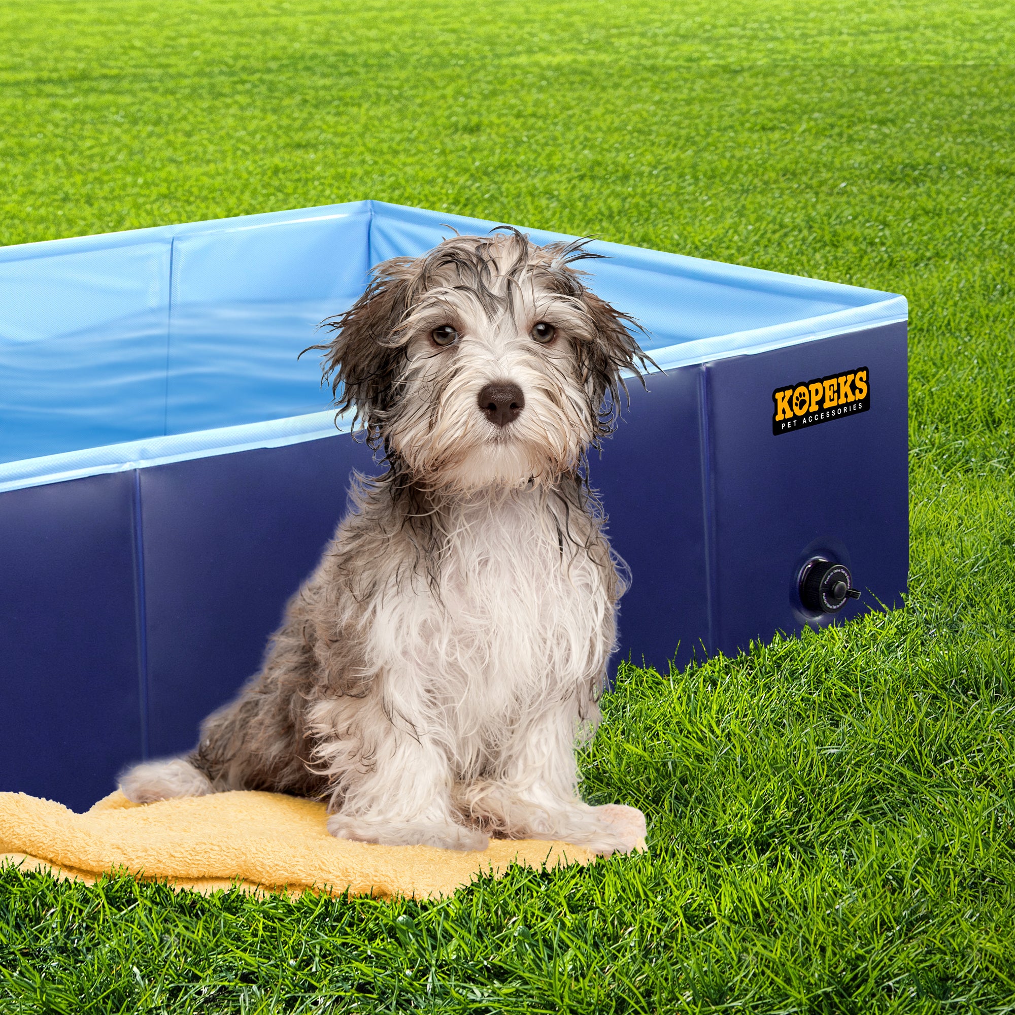 Outdoor Rectangular Swimming Pool Bathing Tub - Portable Foldable - Medium - Blue