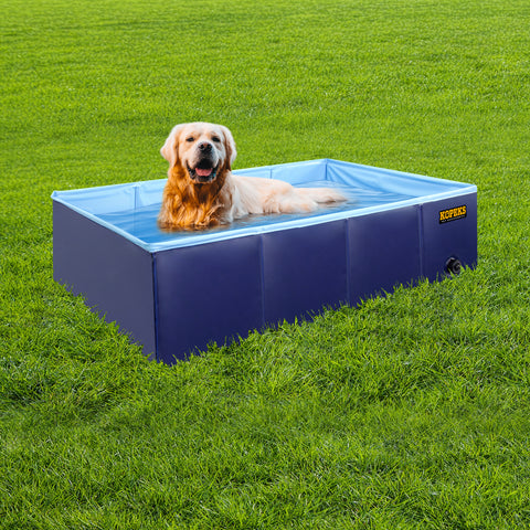 Outdoor Square Swimming Pool Bathing Tub - Portable Foldable - Large - Blue