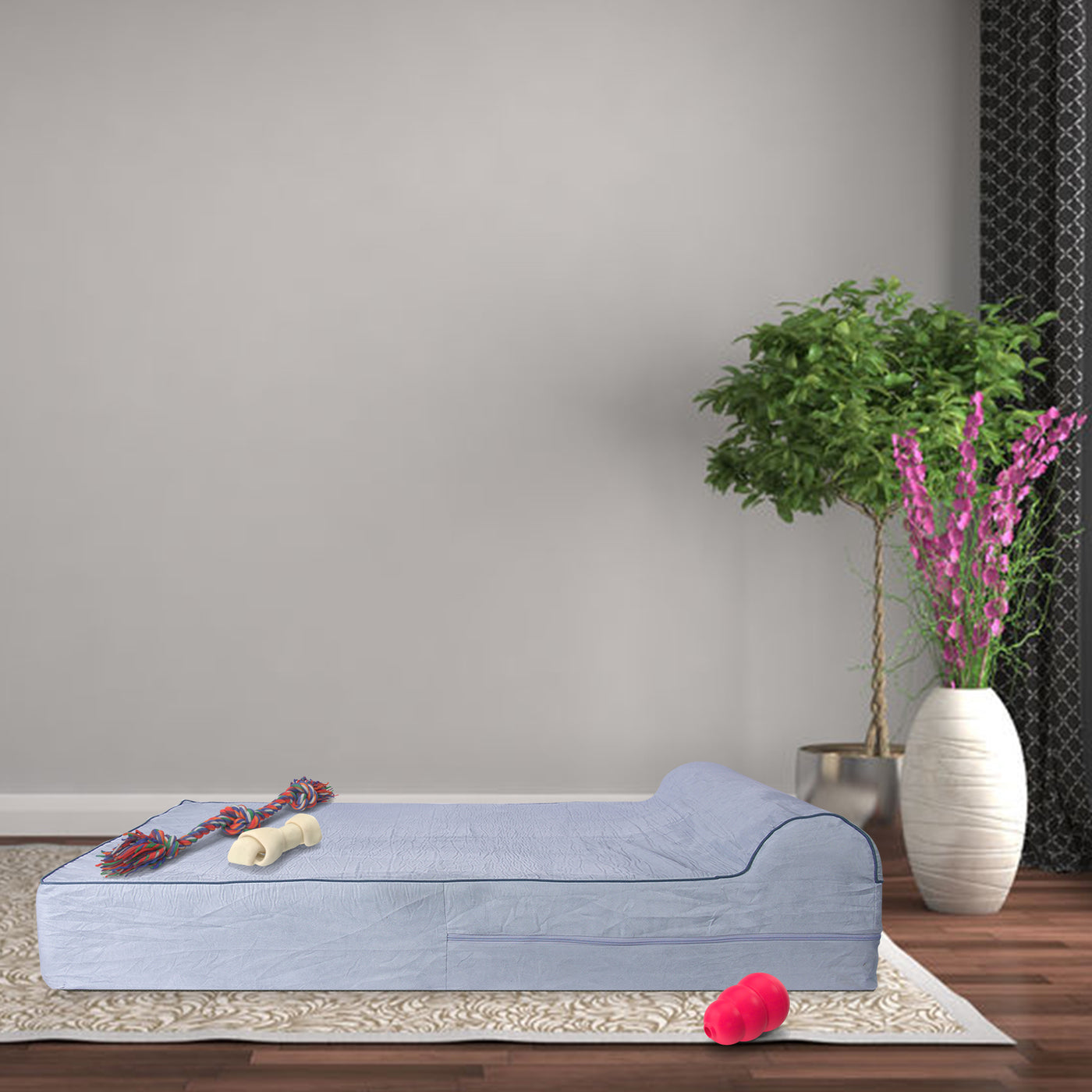 Orthopedic Waterproof Memory Foam Bed With Pillow Grey - Large