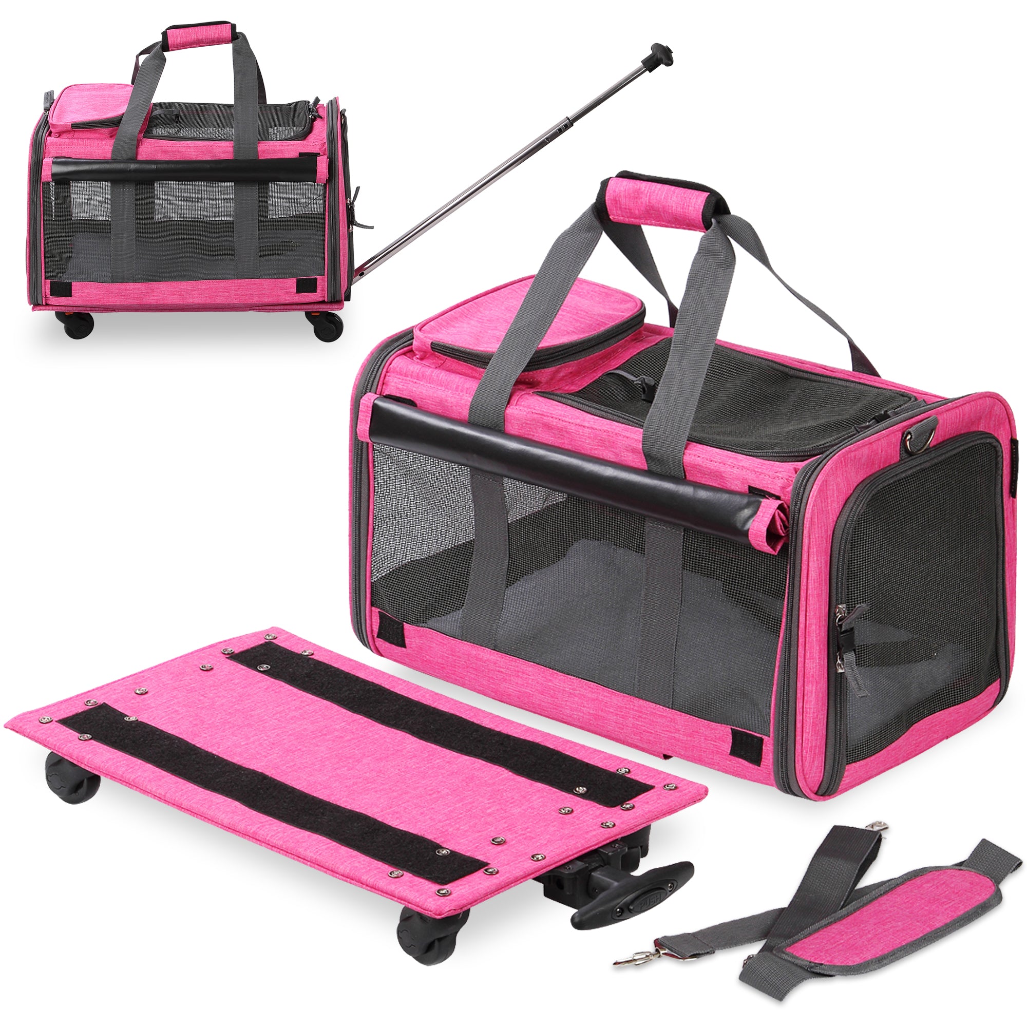 Pet Carrier with Detachable Wheels for Small and Medium Dogs