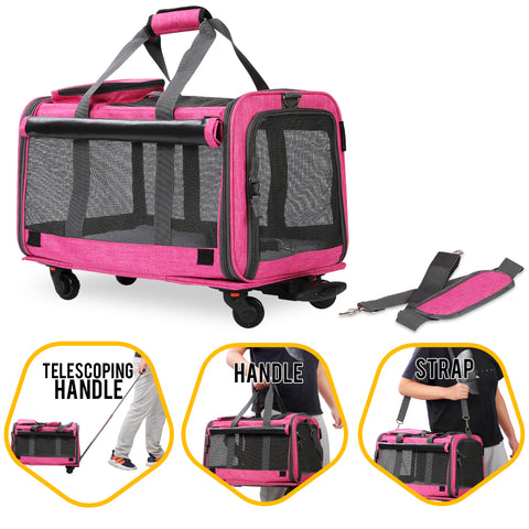 ANGELES HOME 32 1/2 in. x 23 in. Portable Folding Pet Carrier with 4  Lockable Wheels for Cat and Small Dog M10043PV8 - The Home Depot