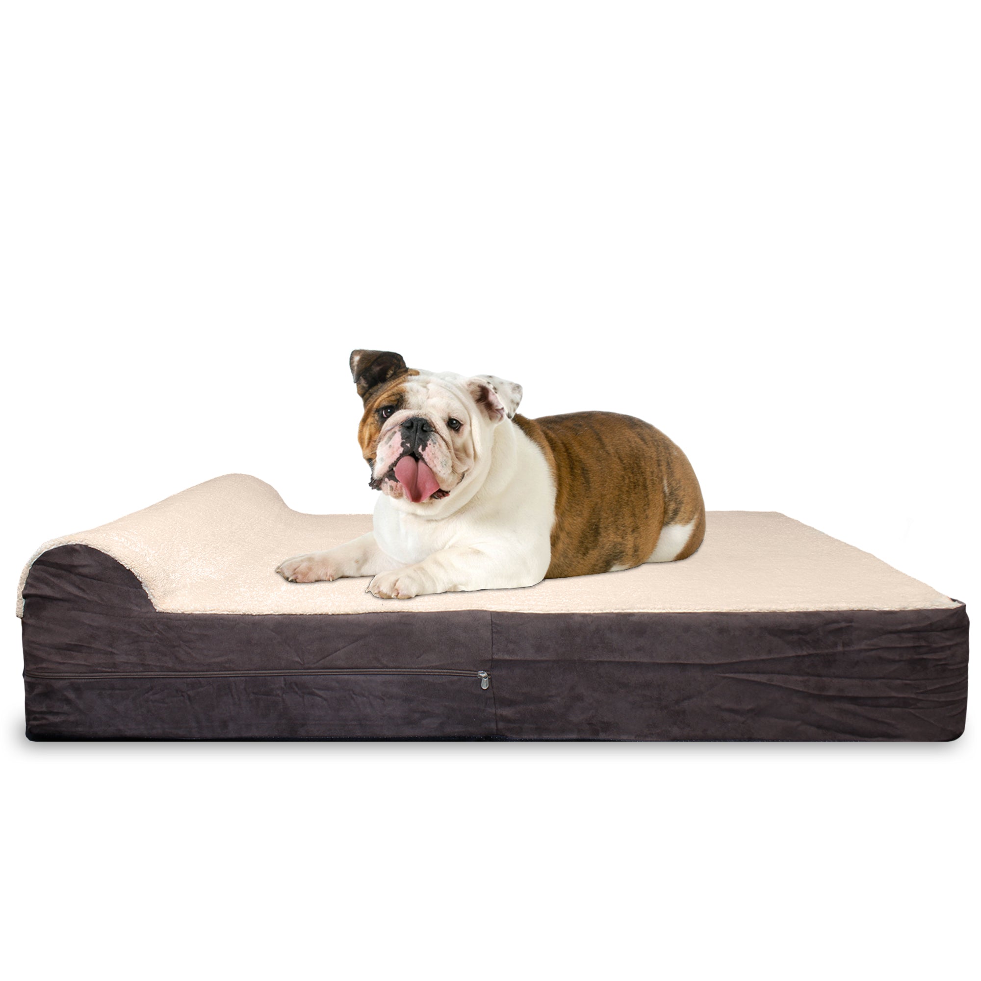 Orthopedic Memory Foam Bed With Pillow PLUSH Brown Large