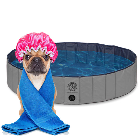 Pet Pool Outdoor Swimming Pool Bathing Tub Grey Size Large - Grey - Blue