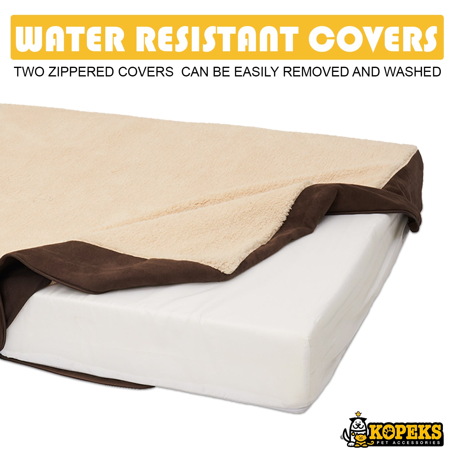 Orthopedic Memory Foam Bed With Pillow PLUSH Brown - Extra Large